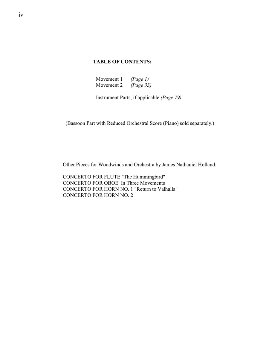Bassoon Concerto No. 1 for Bassoon Soloist and Orchestra in 2 Movements, Full Score - Score Only Chamber Orchestra scores gallery preview page 4
