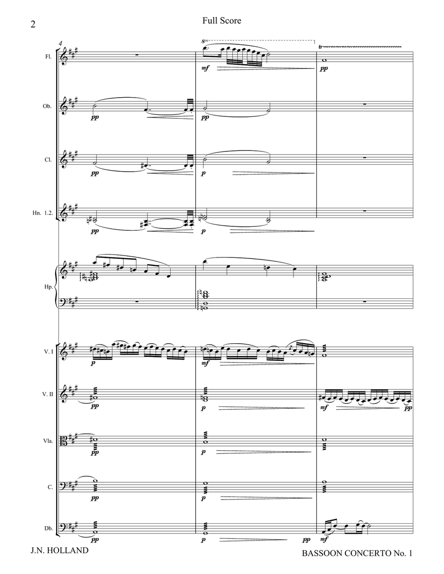 Bassoon Concerto No. 1 for Bassoon Soloist and Orchestra in 2 Movements, Full Score - Score Only Chamber Orchestra scores gallery preview page 6