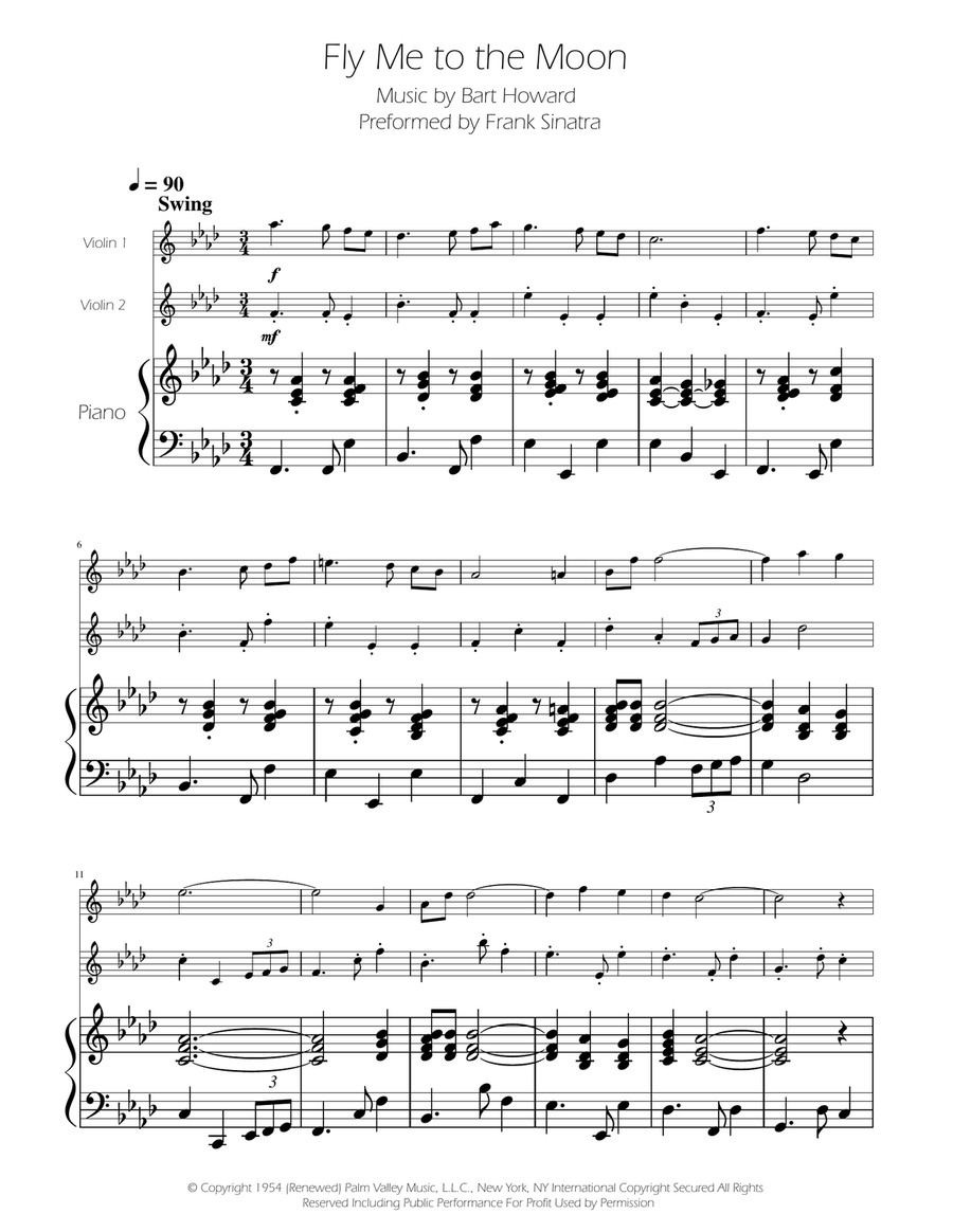 Fly Me To The Moon (In Other Words) String Duet scores gallery preview page 1