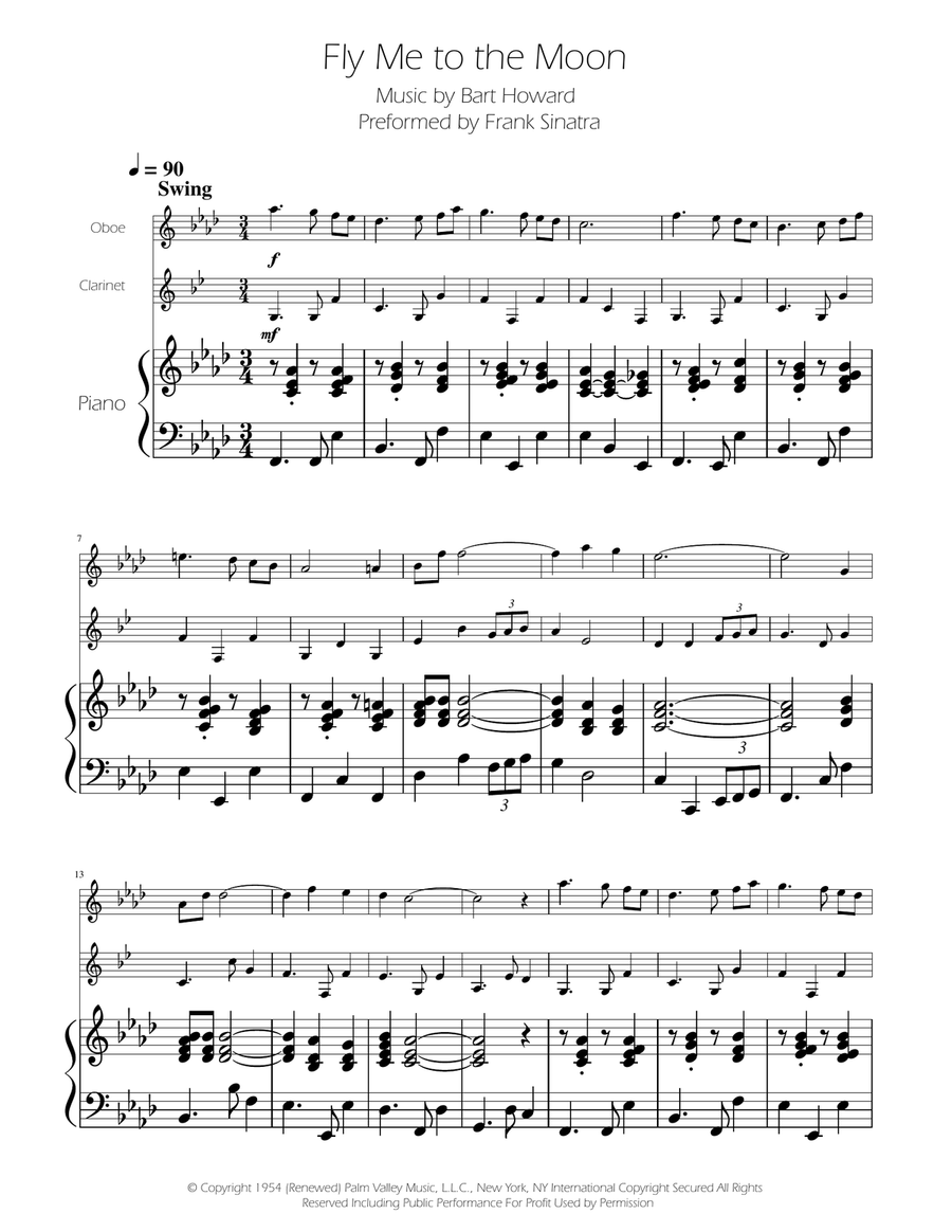 Fly Me To The Moon (In Other Words) Woodwind Duet scores gallery preview page 1