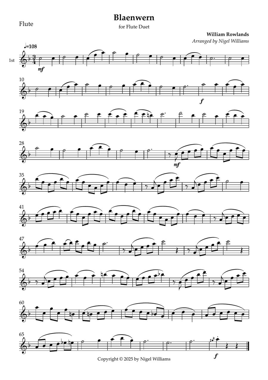 Blaenwern Blaenwern Flute Duet scores gallery preview page 1