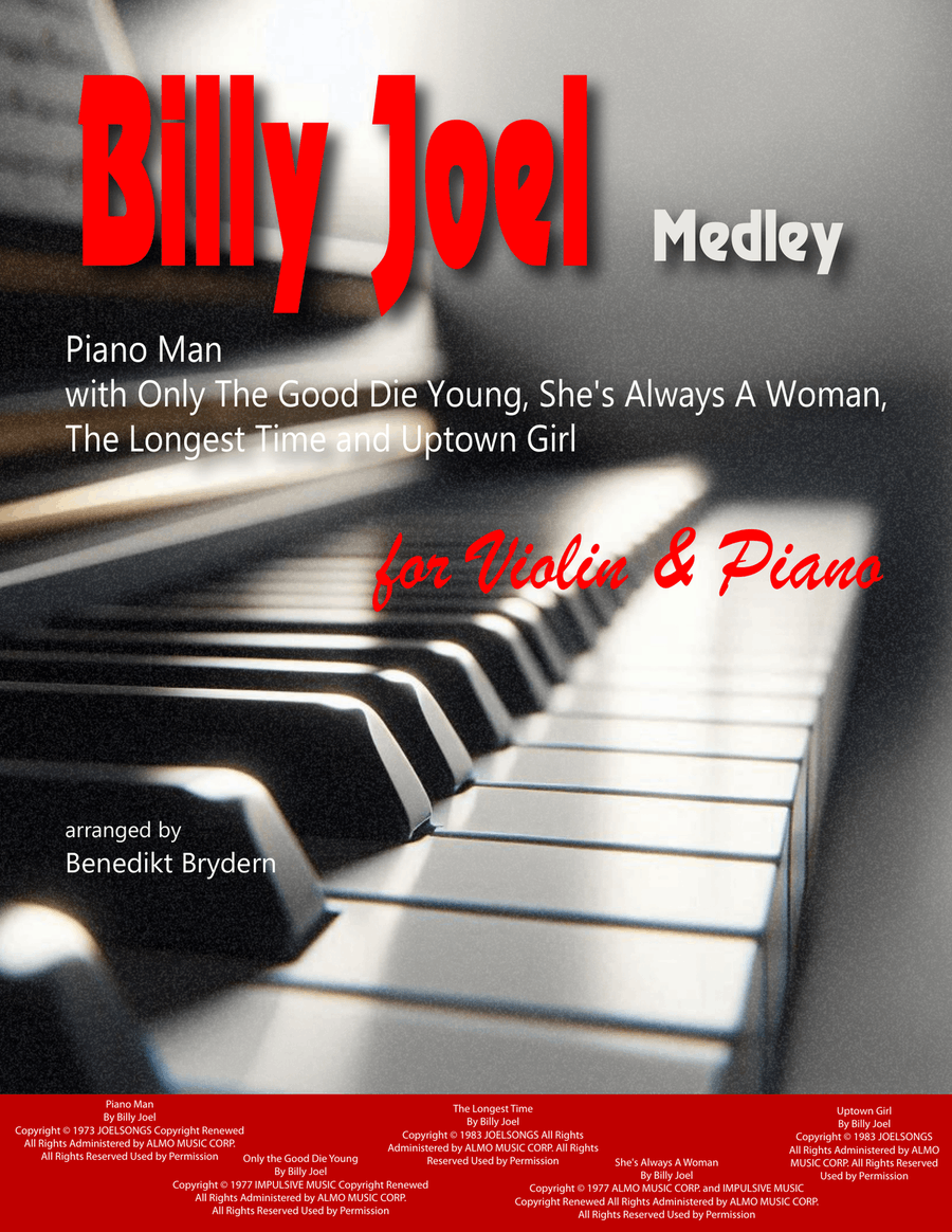 Medley: Piano Man with Only The Good Die Young, She's Always A Woman, The Longest Time, and Uptow... Violin Solo scores gallery preview page 1