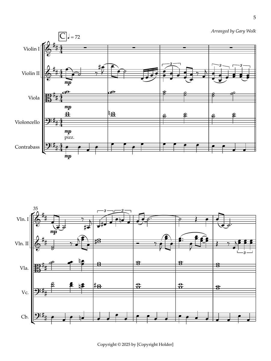 Medley: Walkin' After Midnight with Crazy, Back In Baby's Arms, I Fall To Pieces, and Sweet Dreams String Orchestra scores gallery preview page 5