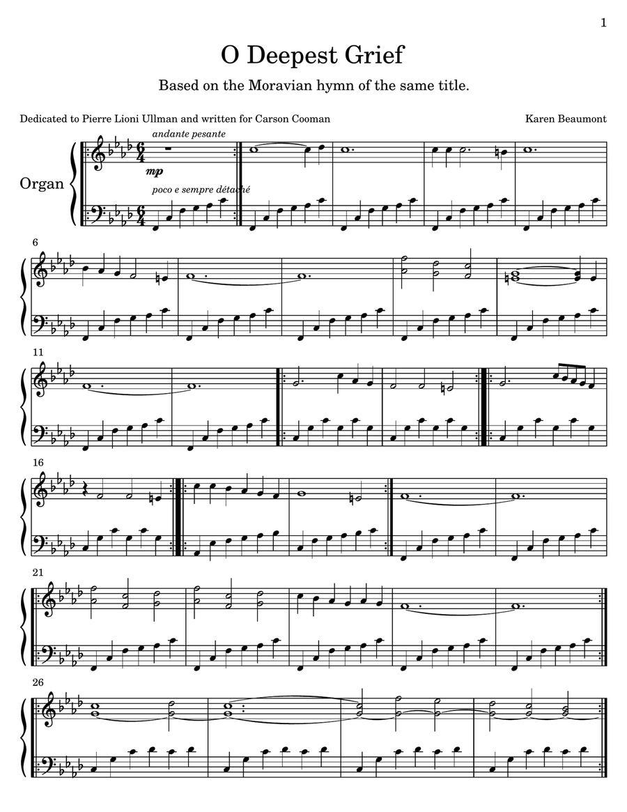 O Deepest Grief (manuals only) Organ Solo scores gallery preview page 2