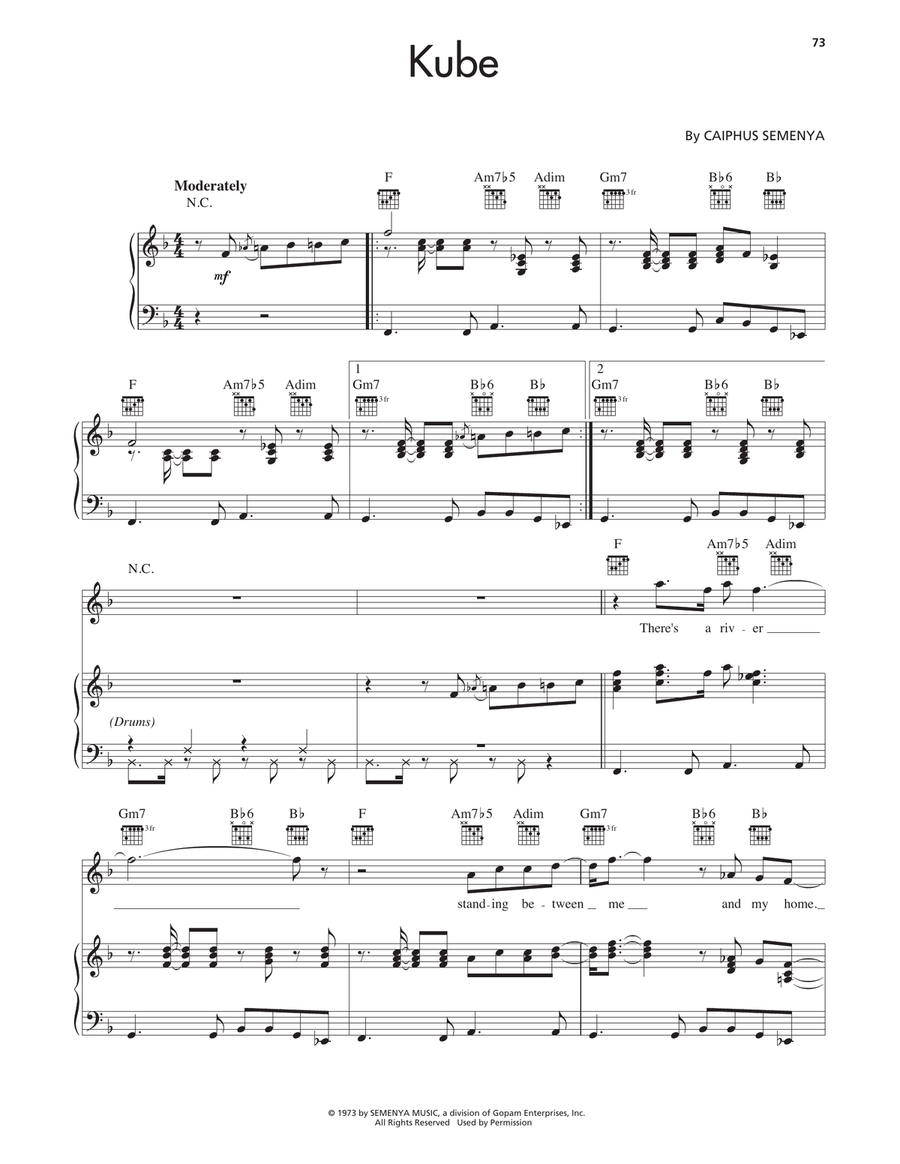 Kube Piano, Vocal, Guitar scores gallery preview page 1