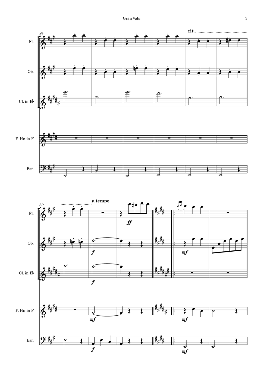 Gran Vals (arr. for woodwind quintet) Woodwind Quintet scores gallery preview page 3