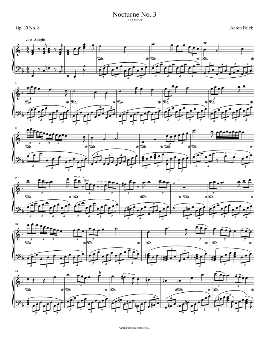 Falck Op. 10 No. 8 (Nocturne No. 3) Piano Solo scores gallery preview page 1