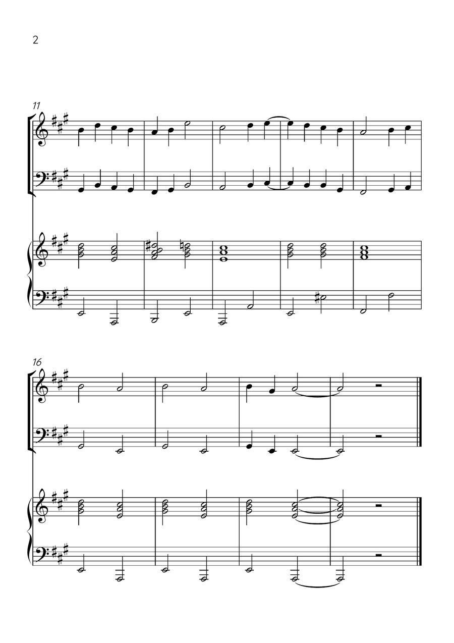 Ode to Joy - Violin, Cello and Piano in A Major - Beginner Level - Sheet Music Piano Trio scores gallery preview page 2