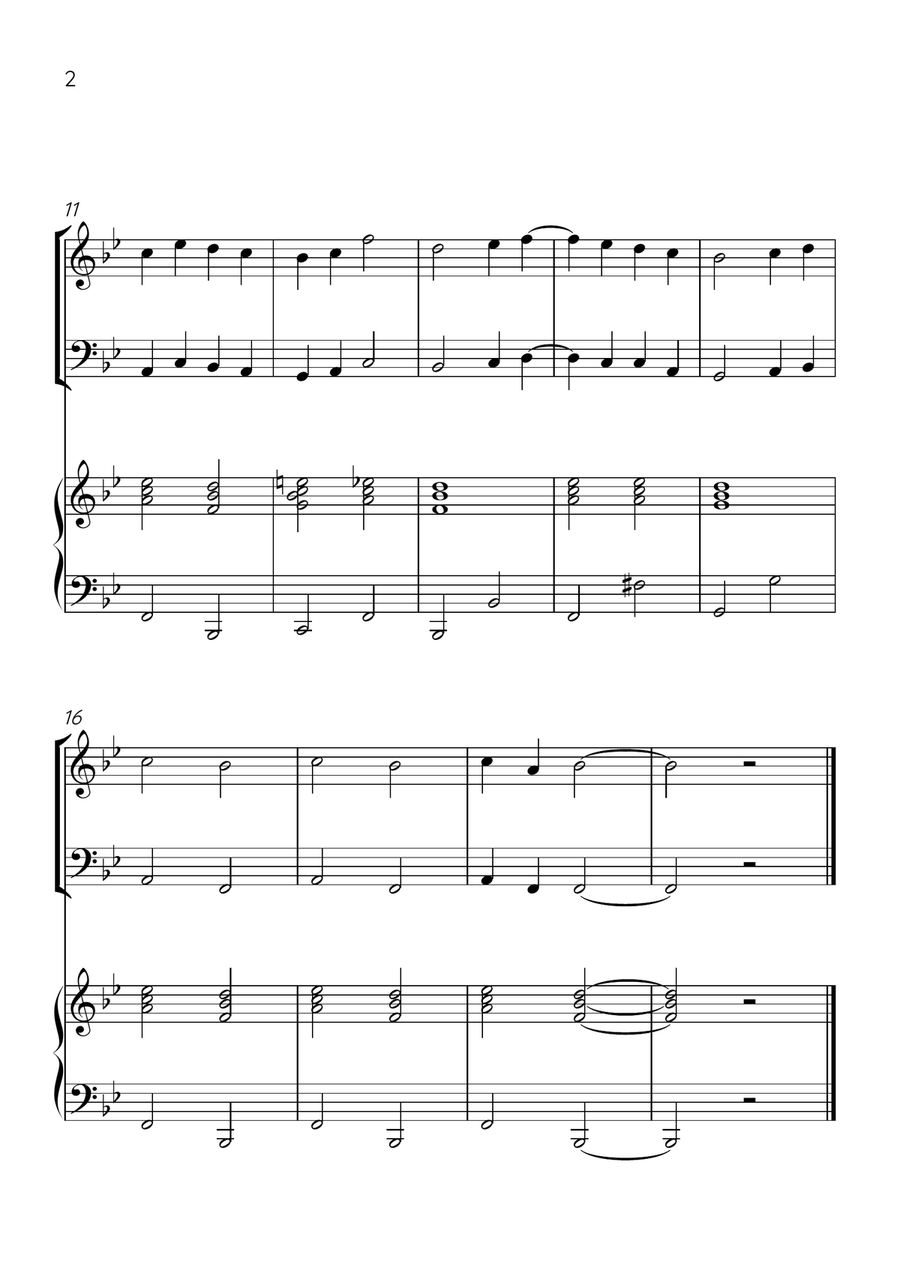 Ode to Joy - Violin, Cello and Piano in Bb Major - Beginner Level - Sheet Music Piano Trio scores gallery preview page 2