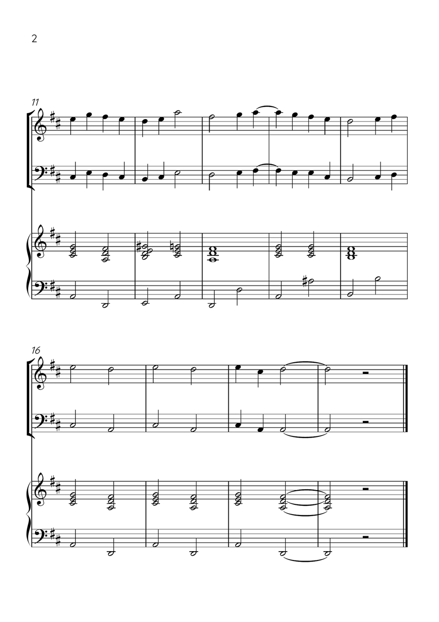 Ode to Joy - Violin, Cello and Piano in D Major - Beginner Level - Sheet Music Piano Trio scores gallery preview page 2