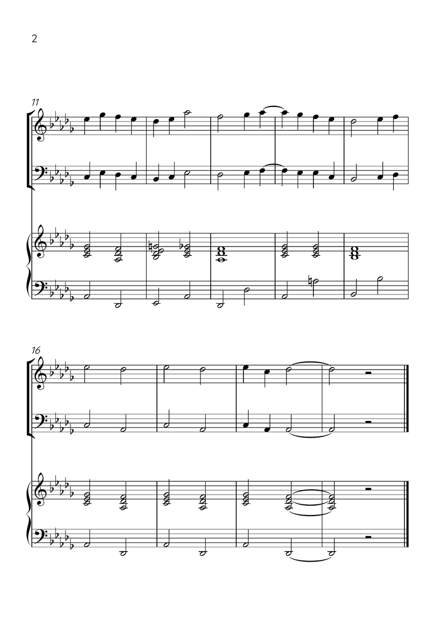 Ode to Joy - Violin, Cello and Piano in Db Major - Beginner Level - Sheet Music Piano Trio scores gallery preview page 2