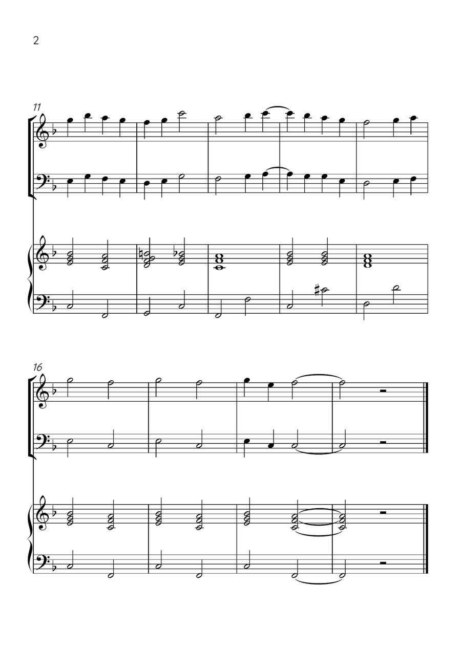 Ode to Joy - Violin, Cello and Piano in F Major - Beginner Level - Sheet Music Piano Trio scores gallery preview page 2