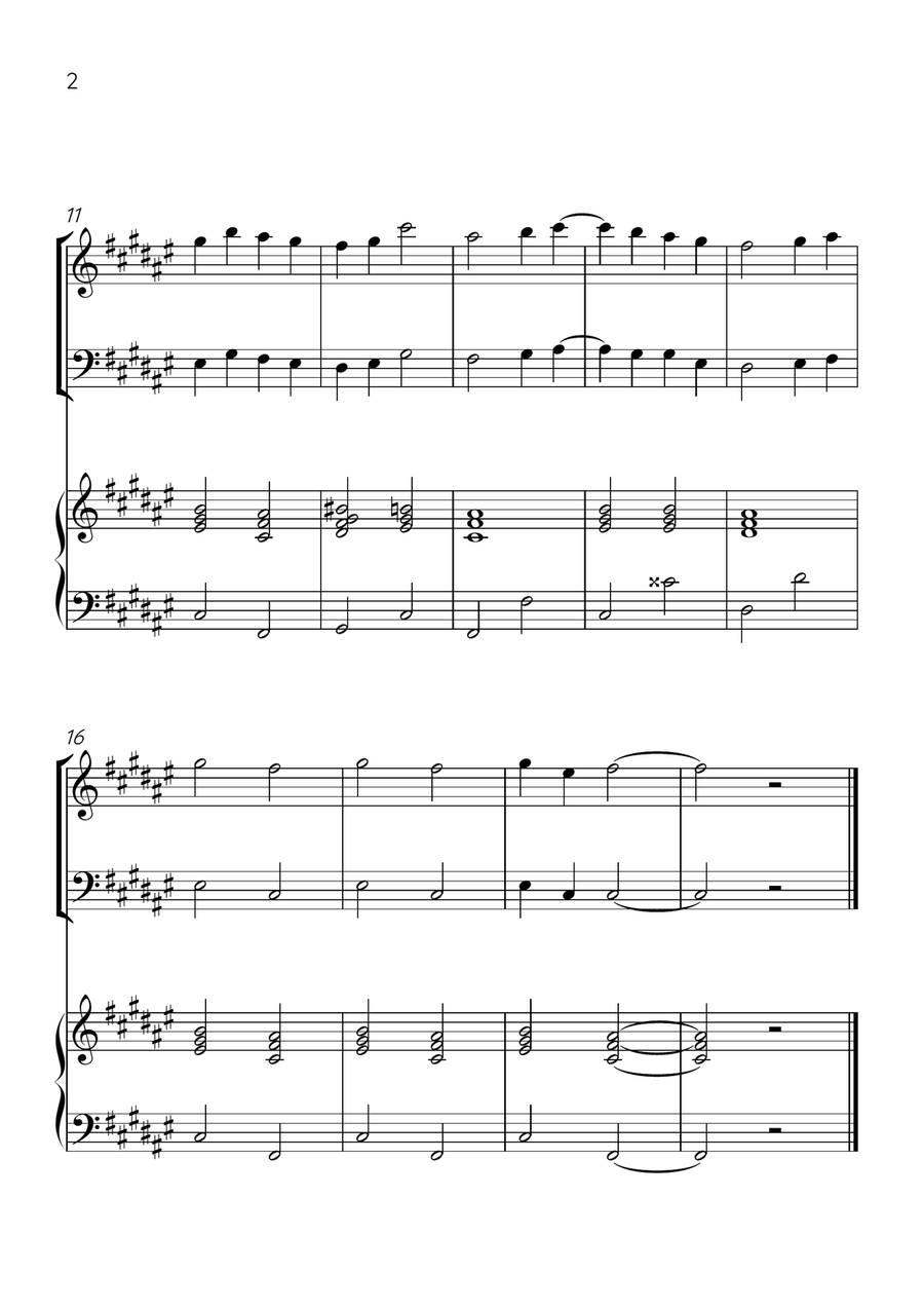 Ode to Joy - Violin, Cello and Piano in F# Major - Beginner Level - Sheet Music Piano Trio scores gallery preview page 2