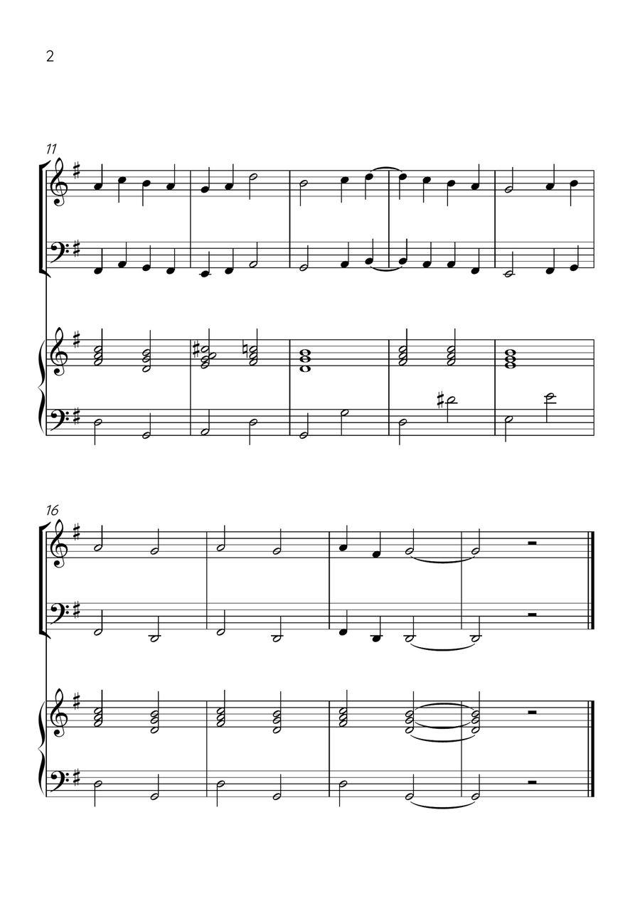Ode to Joy - Violin, Cello and Piano in G Major - Beginner Level - Sheet Music Piano Trio scores gallery preview page 2