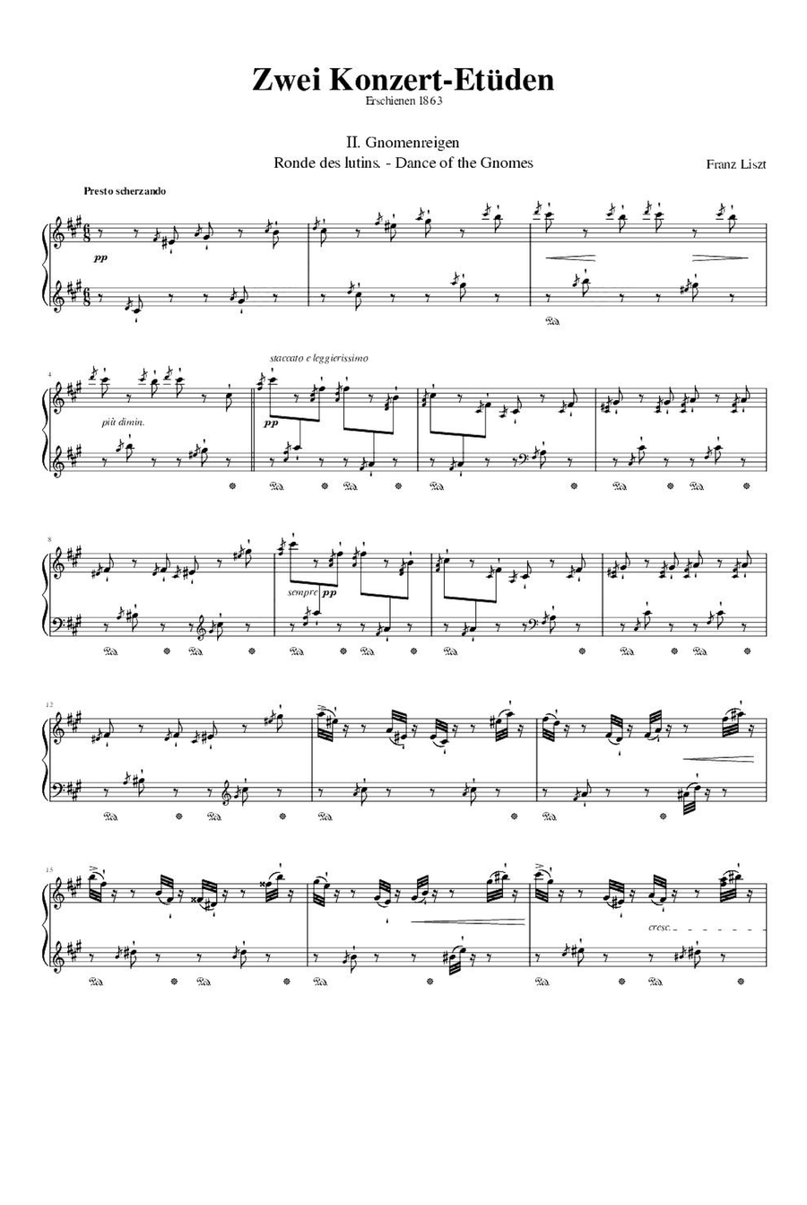 Zwei Konzertetuden - Franz Liszt Piano Method scores gallery preview page 1