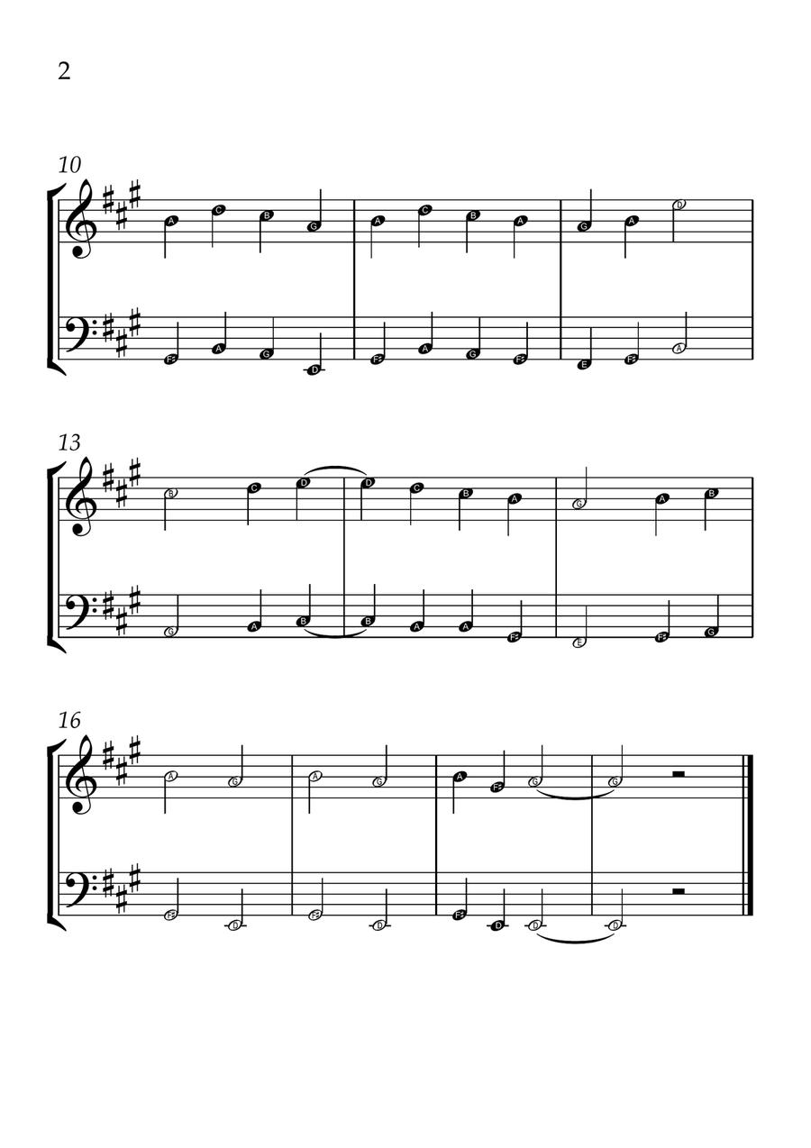 Ode to Joy - Violin and Cello in A Major - Beginner Level Letter Names - Sheet Music String Duet scores gallery preview page 2