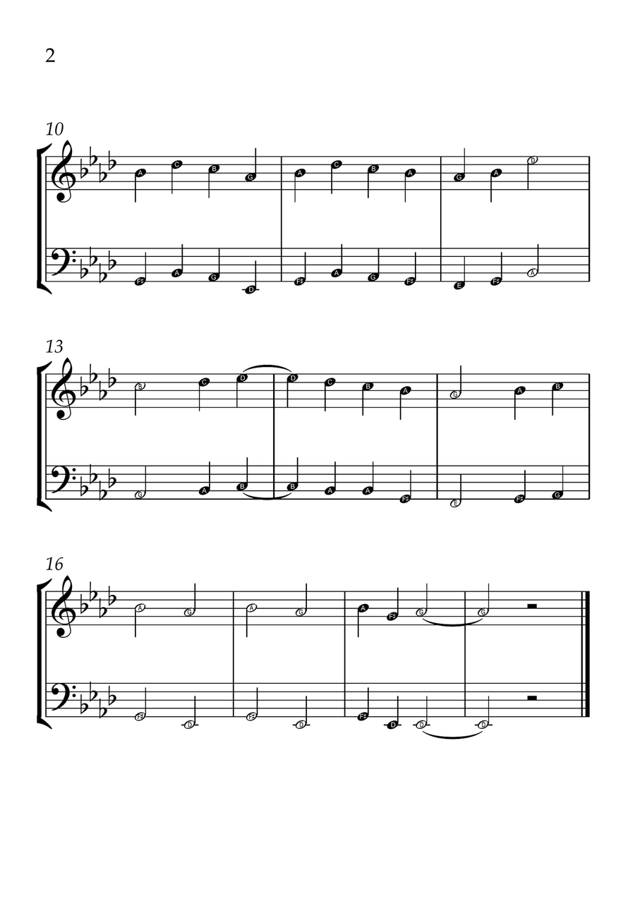 Ode to Joy - Violin and Cello in Ab Major - Beginner Level Letter Names - Sheet Music String Duet scores gallery preview page 2