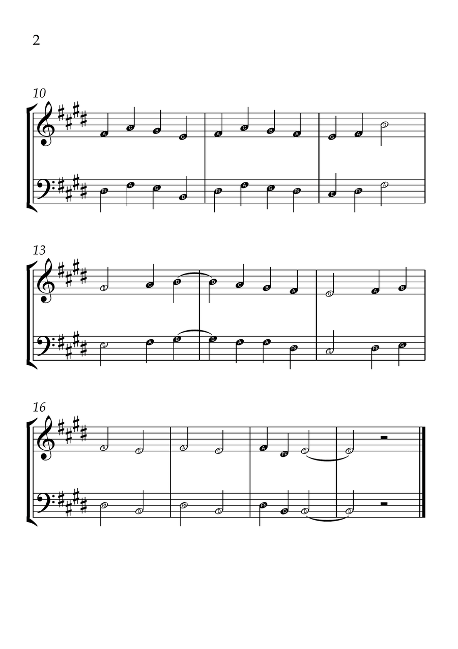 Ode to Joy - Violin and Cello in E Major - Beginner Level Letter Names - Sheet Music String Duet scores gallery preview page 2