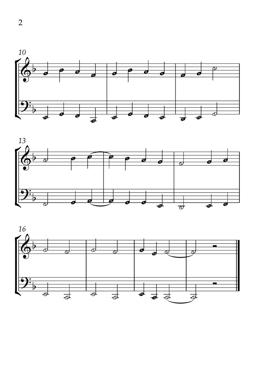 Ode to Joy - Violin and Cello in F Major - Beginner Level Letter Names - Sheet Music String Duet scores gallery preview page 2