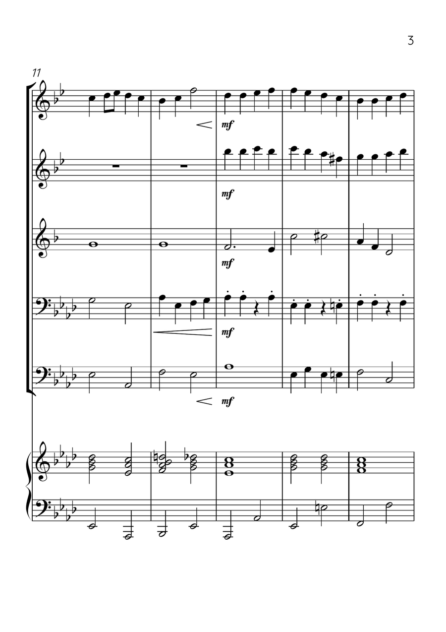 Ode To Joy - Brass Quintet and Piano in Ab Major - Beginner Level Brass Quintet scores gallery preview page 3