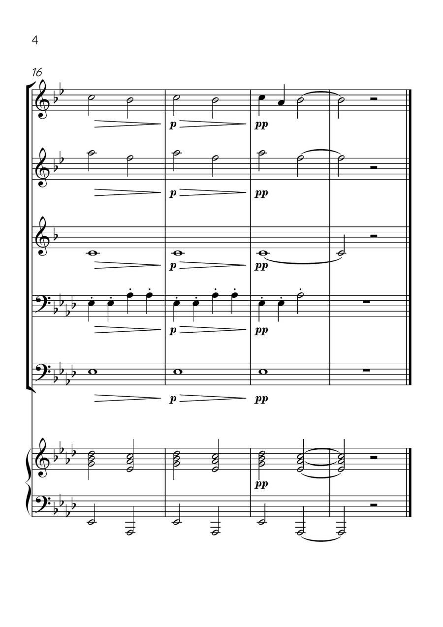 Ode To Joy - Brass Quintet and Piano in Ab Major - Beginner Level Brass Quintet scores gallery preview page 4