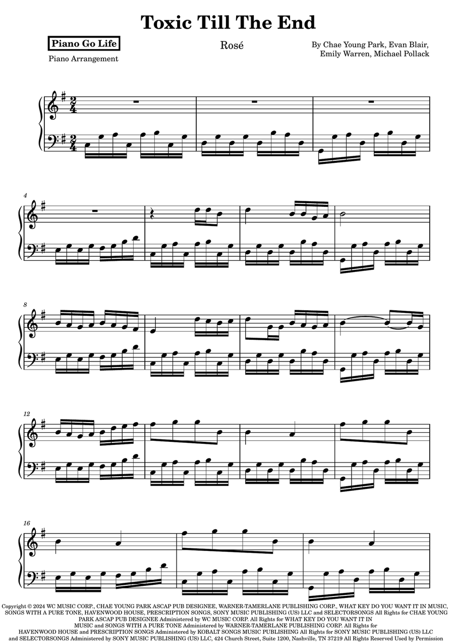 Toxic Till The End Toxic Till The End Piano Solo scores gallery preview page 1