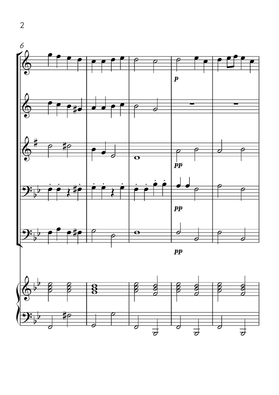 Ode To Joy - Brass Quintet and Piano in Bb Major - Beginner Level Brass Quintet scores gallery preview page 2