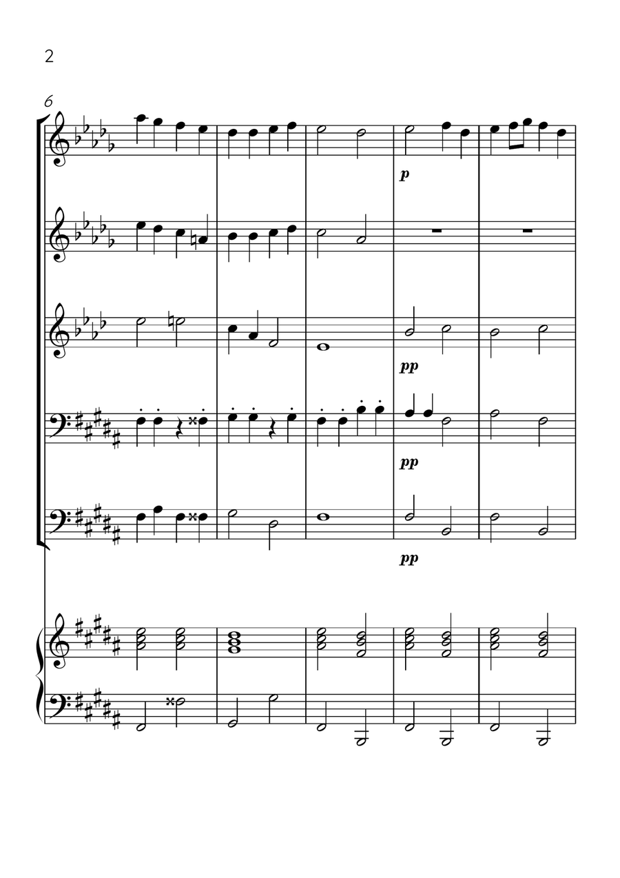 Ode To Joy - Brass Quintet and Piano in B Major - Beginner Level Brass Quintet scores gallery preview page 2