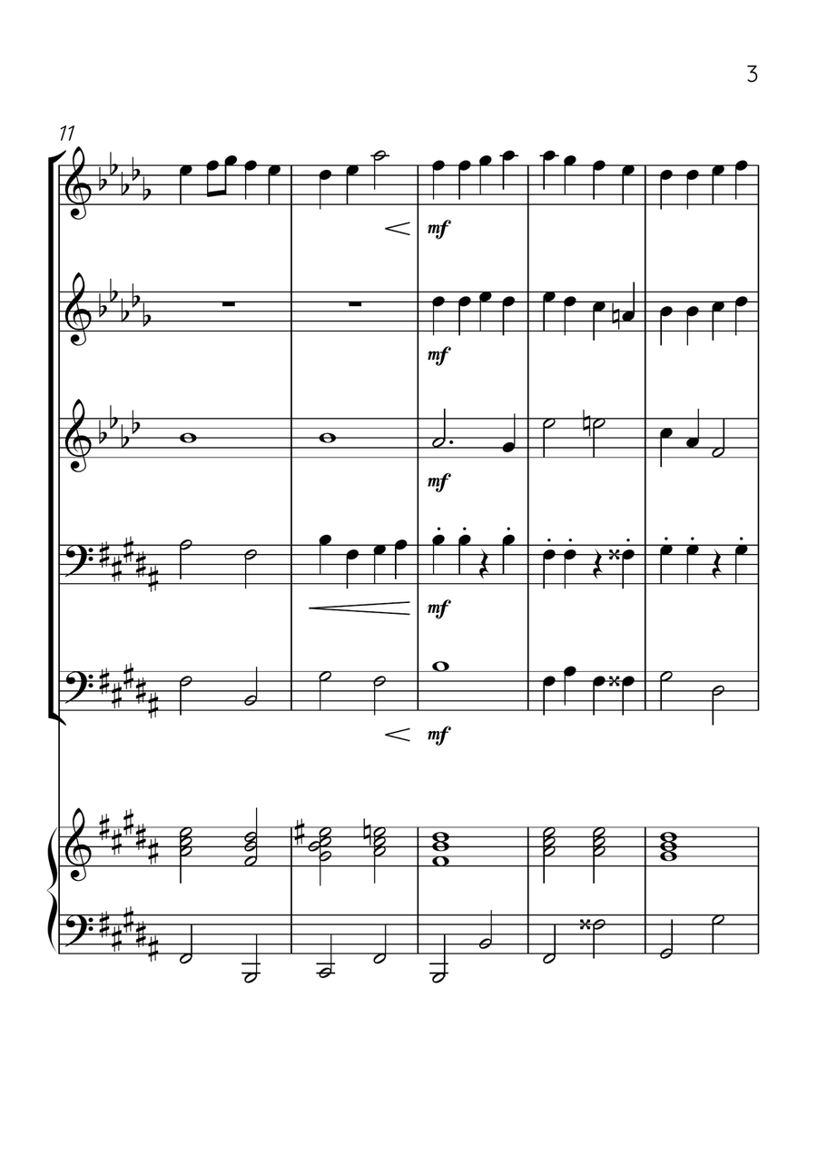 Ode To Joy - Brass Quintet and Piano in B Major - Beginner Level Brass Quintet scores gallery preview page 3
