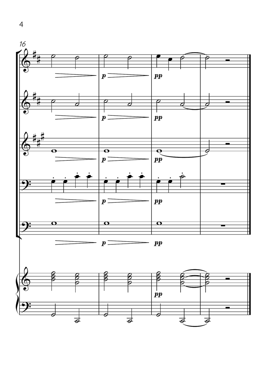 Ode To Joy - Brass Quintet and Piano in C Major - Beginner Level Brass Quintet scores gallery preview page 4