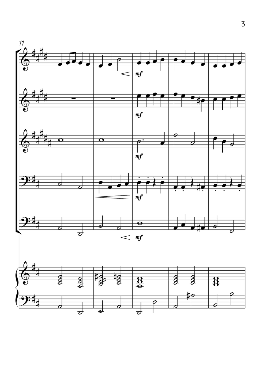 Ode To Joy - Brass Quintet and Piano in D Major - Beginner Level Brass Quintet scores gallery preview page 3