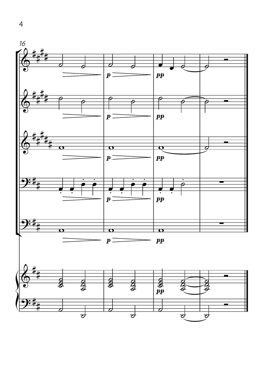 Ode To Joy - Brass Quintet and Piano in D Major - Beginner Level Brass Quintet scores gallery preview page 4