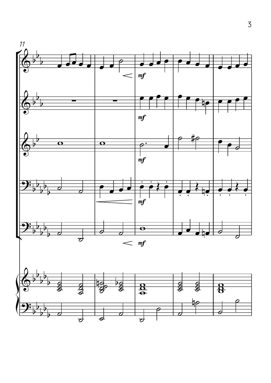 Ode To Joy - Brass Quintet and Piano in Db Major - Beginner Level Brass Quintet scores gallery preview page 3