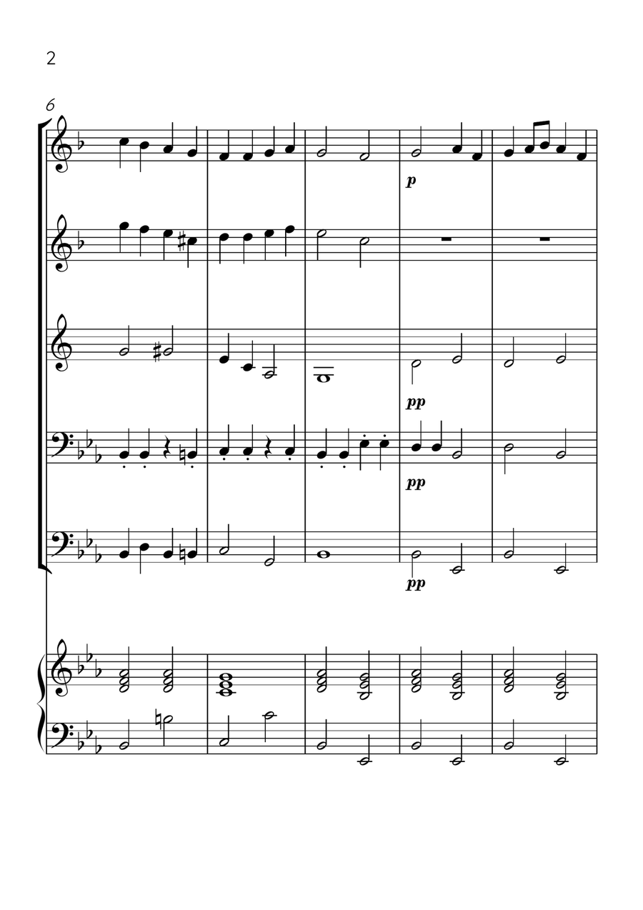 Ode To Joy - Brass Quintet and Piano in Eb Major - Beginner Level Brass Quintet scores gallery preview page 2