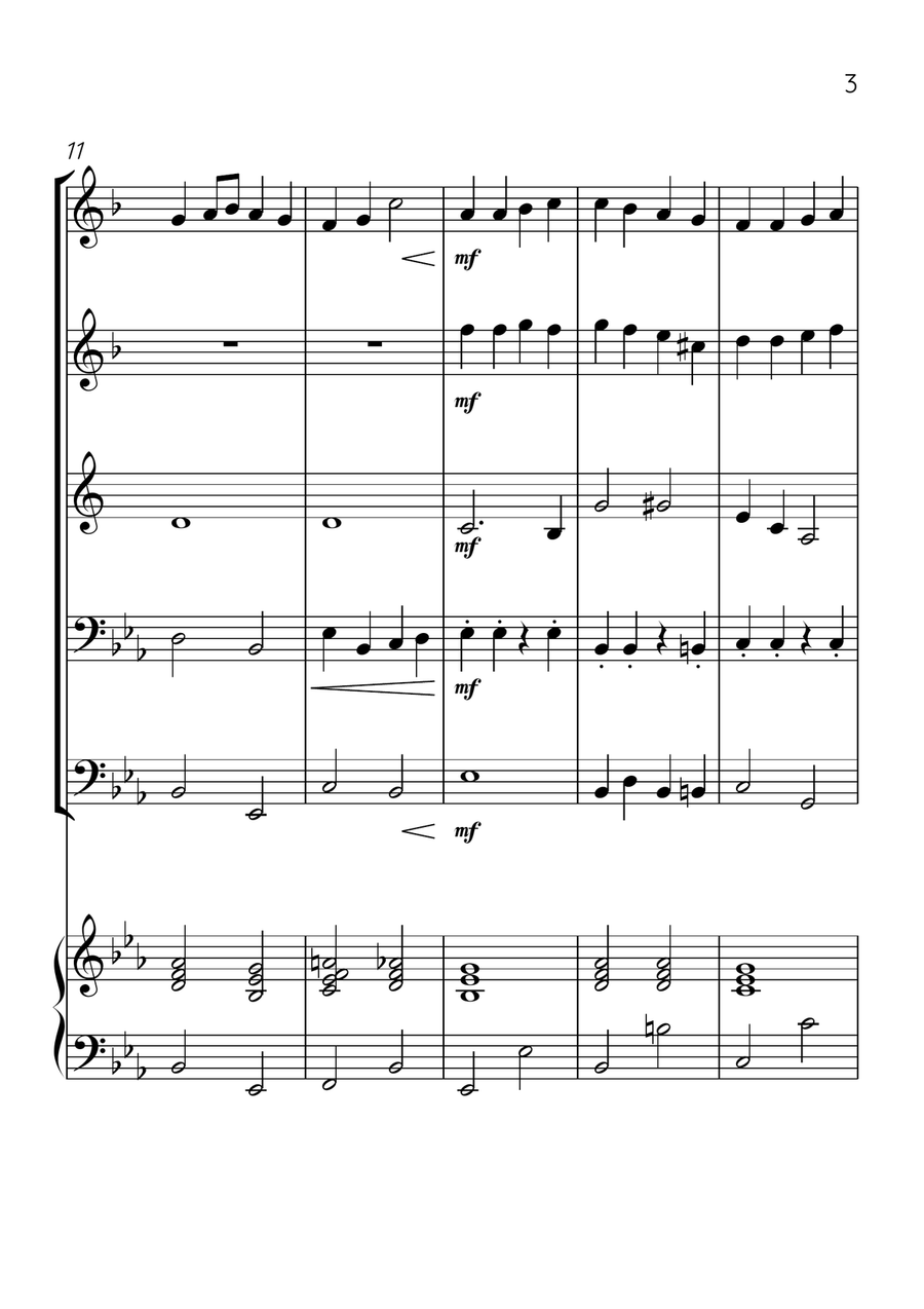 Ode To Joy - Brass Quintet and Piano in Eb Major - Beginner Level Brass Quintet scores gallery preview page 3