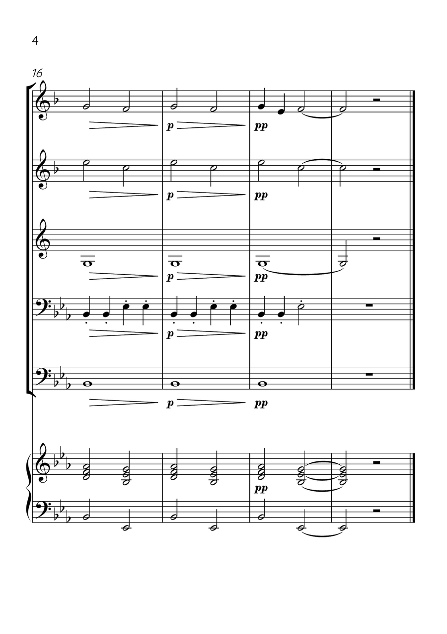 Ode To Joy - Brass Quintet and Piano in Eb Major - Beginner Level Brass Quintet scores gallery preview page 4