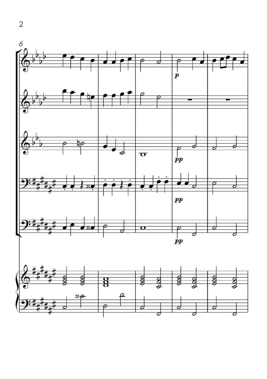 Ode To Joy - Brass Quintet and Piano in F# Major - Beginner Level Brass Quintet scores gallery preview page 2