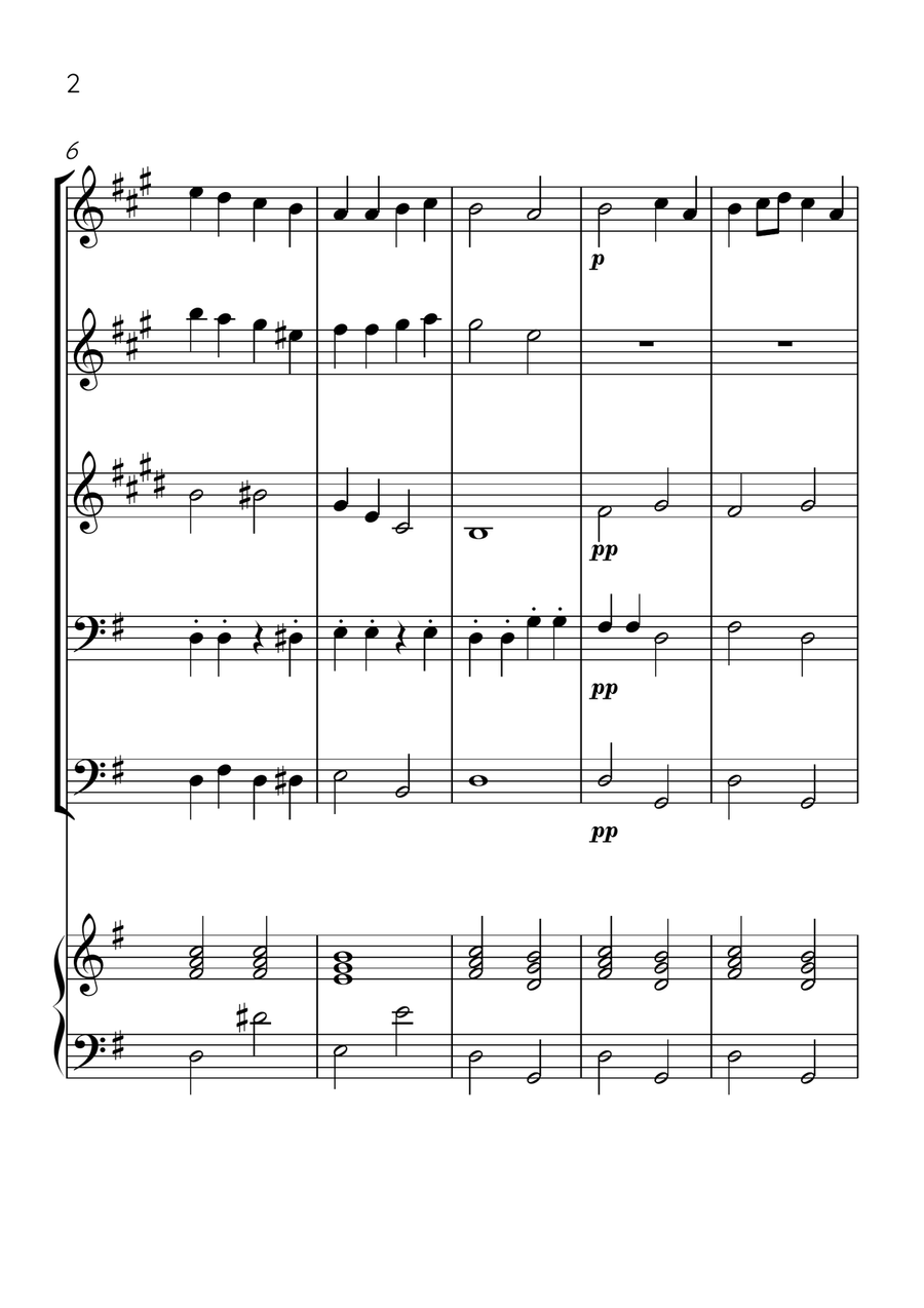 Ode To Joy - Brass Quintet and Piano in G Major - Beginner Level Brass Quintet scores gallery preview page 2