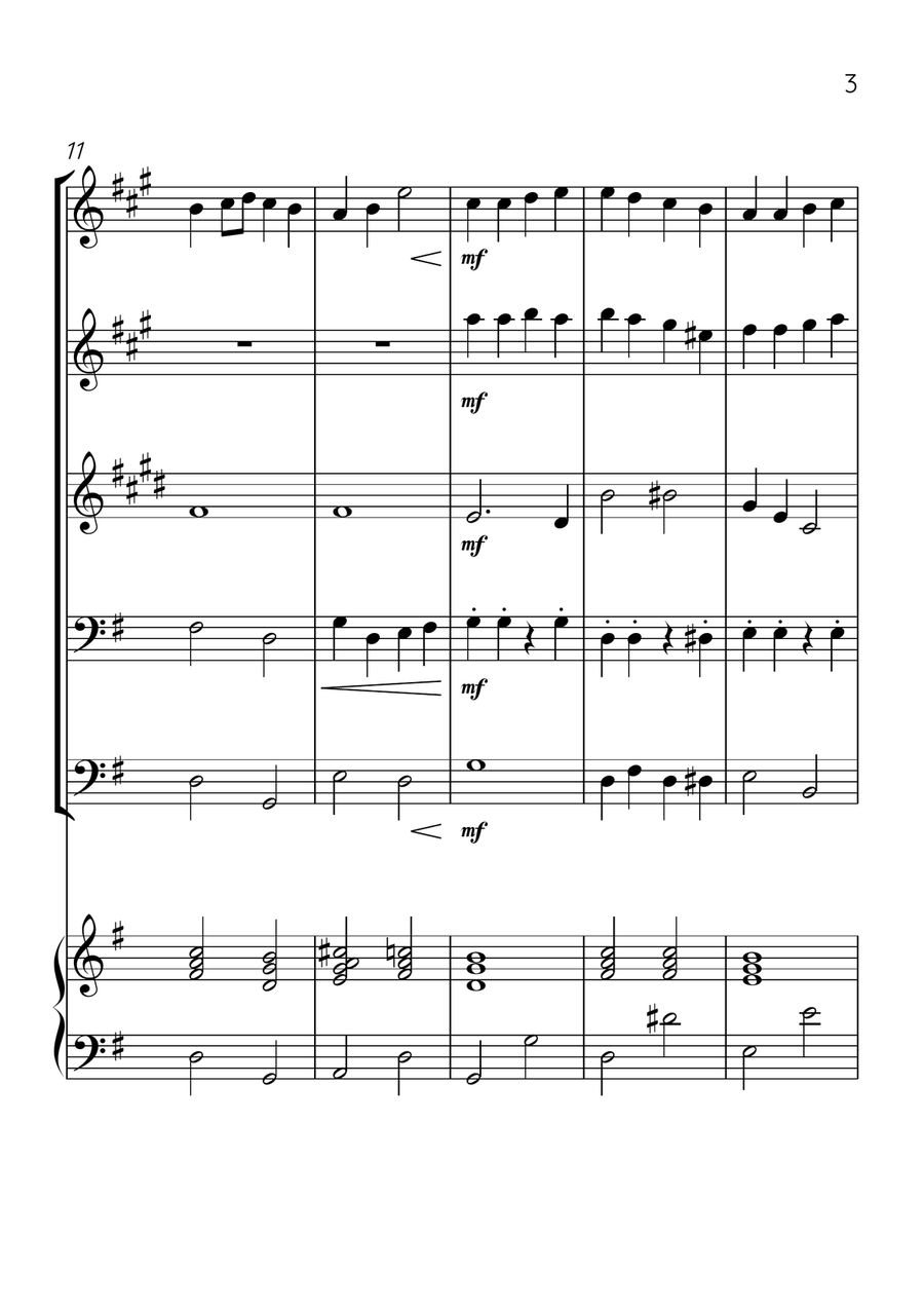 Ode To Joy - Brass Quintet and Piano in G Major - Beginner Level Brass Quintet scores gallery preview page 3