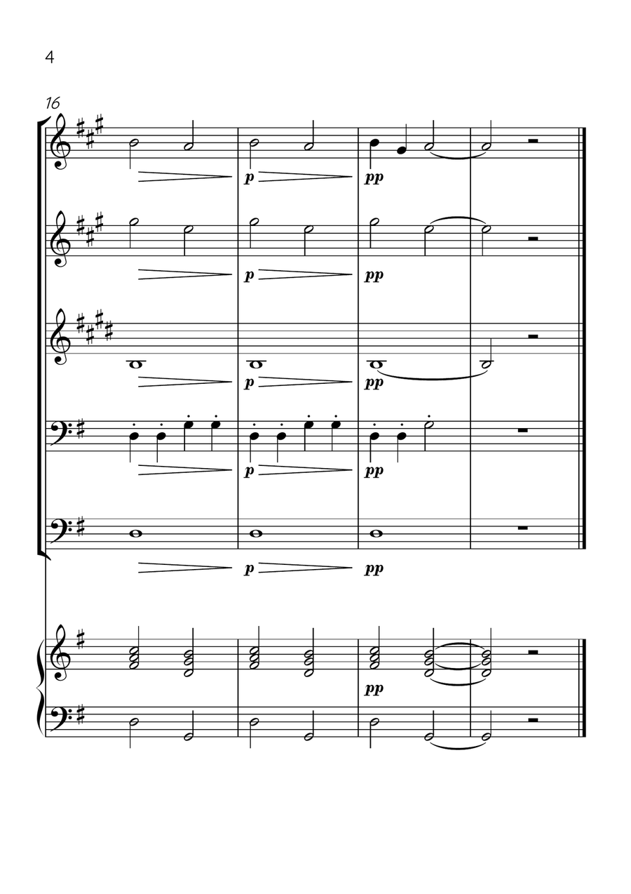 Ode To Joy - Brass Quintet and Piano in G Major - Beginner Level Brass Quintet scores gallery preview page 4