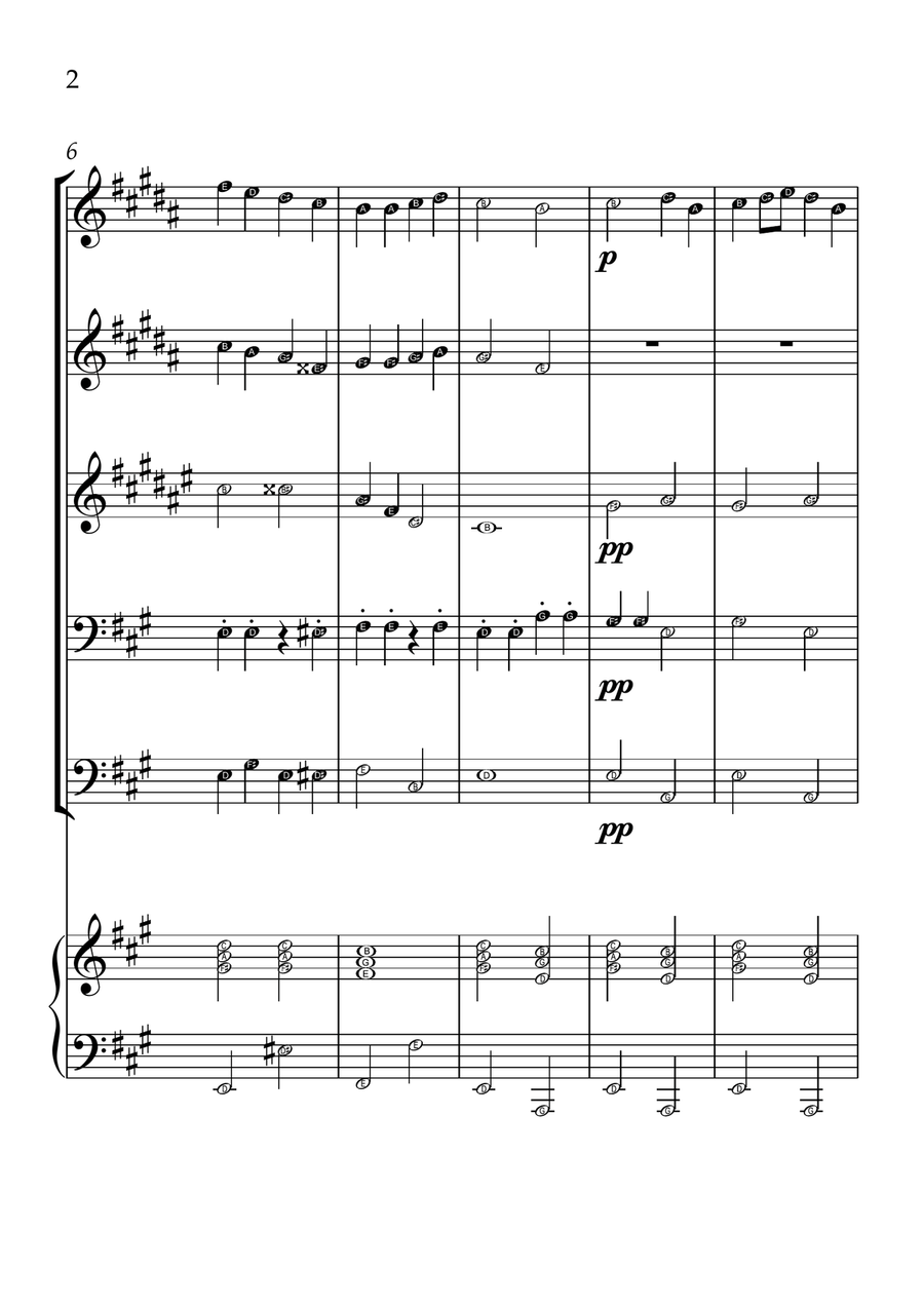Ode To Joy - Brass Quintet and Piano in A Major - Beginner Level Letter Names Brass Quintet scores gallery preview page 2
