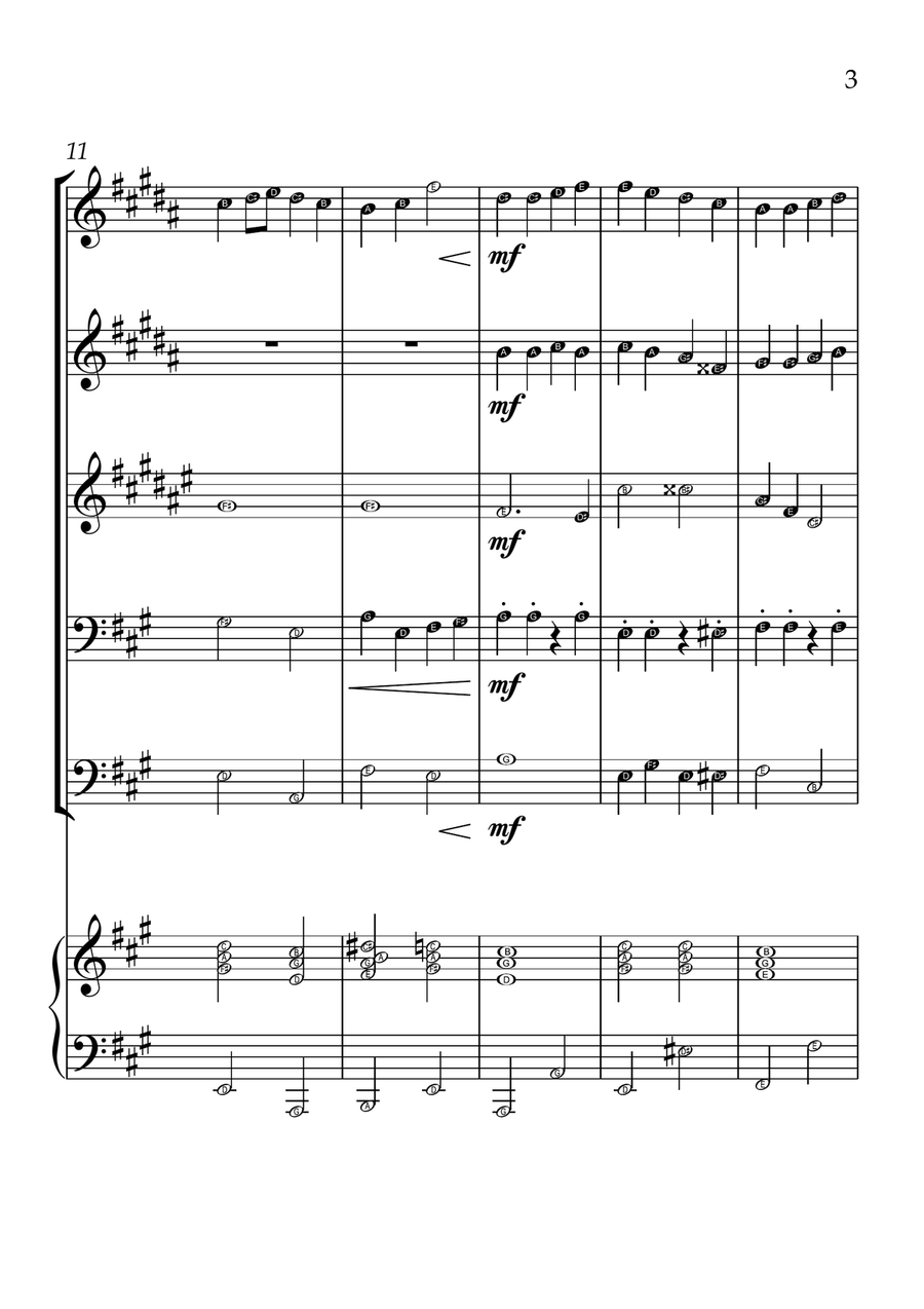Ode To Joy - Brass Quintet and Piano in A Major - Beginner Level Letter Names Brass Quintet scores gallery preview page 3
