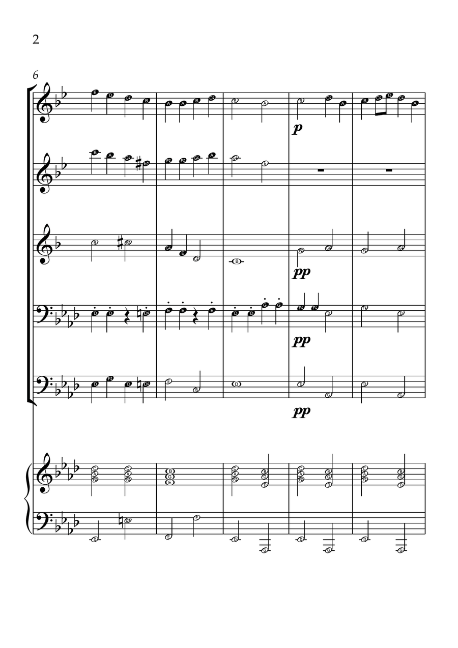 Ode To Joy - Brass Quintet and Piano in Ab Major - Beginner Level Letter Names Brass Quintet scores gallery preview page 2