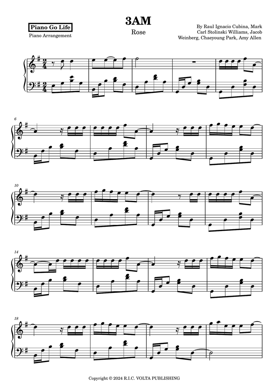 3am 3am Piano Solo scores gallery preview page 1