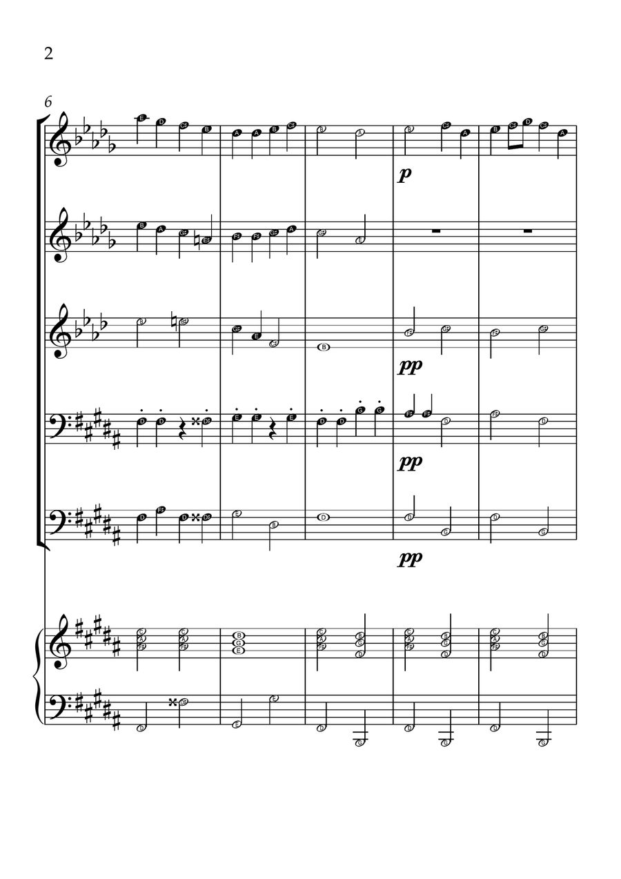 Ode To Joy - Brass Quintet and Piano in B Major - Beginner Level Letter Names Brass Quintet scores gallery preview page 2