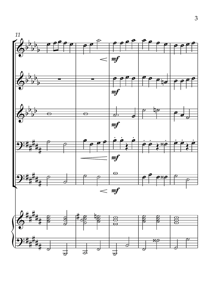 Ode To Joy - Brass Quintet and Piano in B Major - Beginner Level Letter Names Brass Quintet scores gallery preview page 3