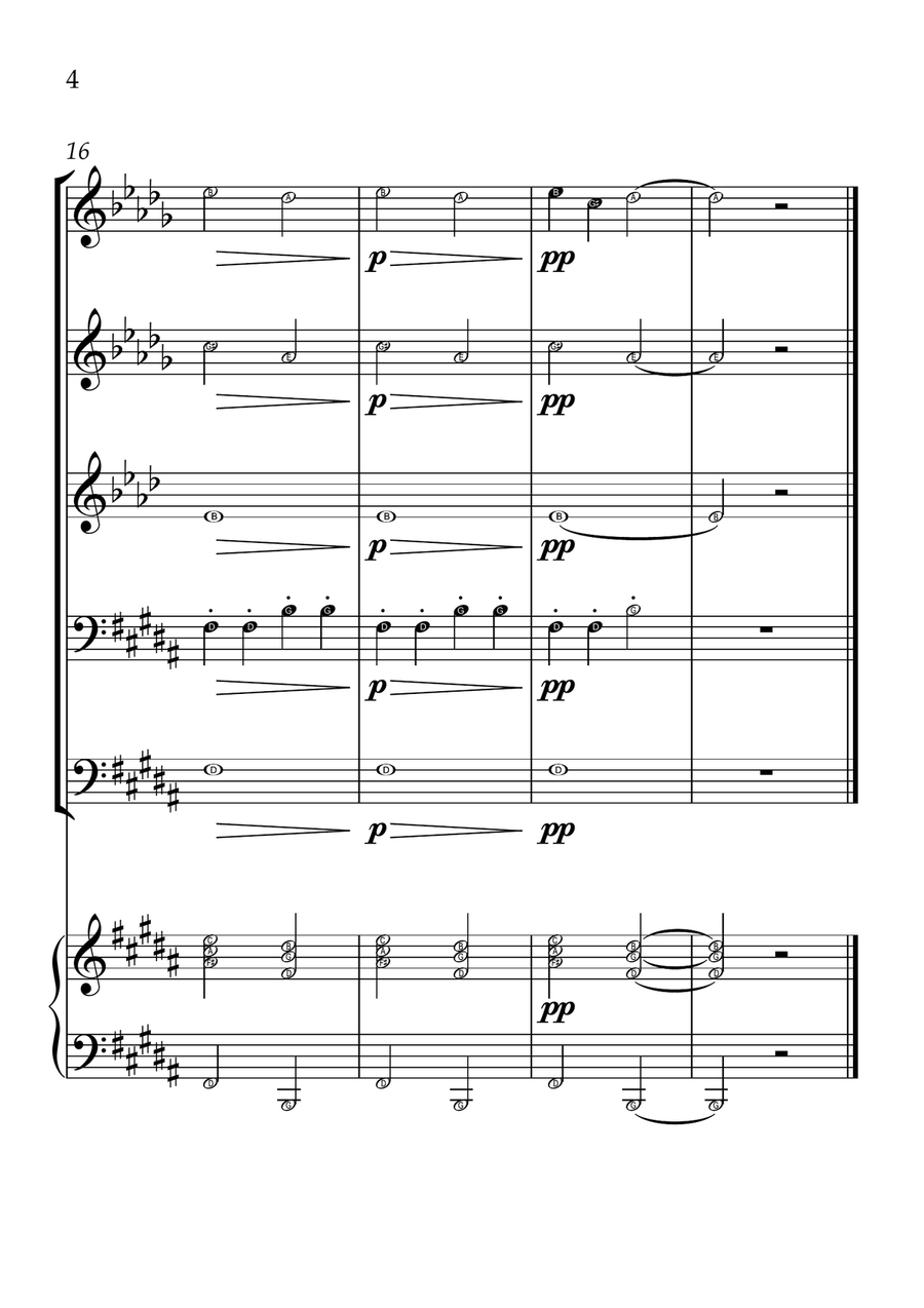 Ode To Joy - Brass Quintet and Piano in B Major - Beginner Level Letter Names Brass Quintet scores gallery preview page 4
