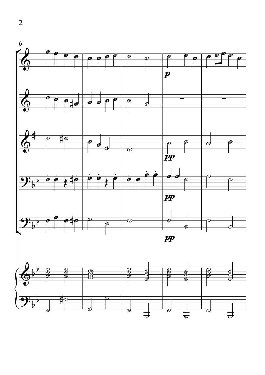 Ode To Joy - Brass Quintet and Piano in Bb Major - Beginner Level Letter Names Brass Quintet scores gallery preview page 2