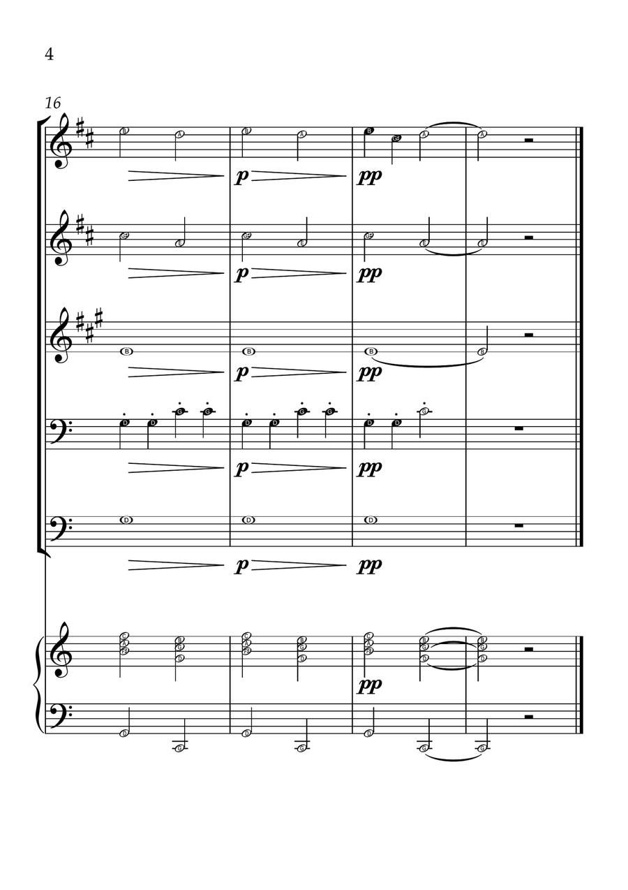 Ode To Joy - Brass Quintet and Piano in C Major - Beginner Level Letter Names Brass Quintet scores gallery preview page 4