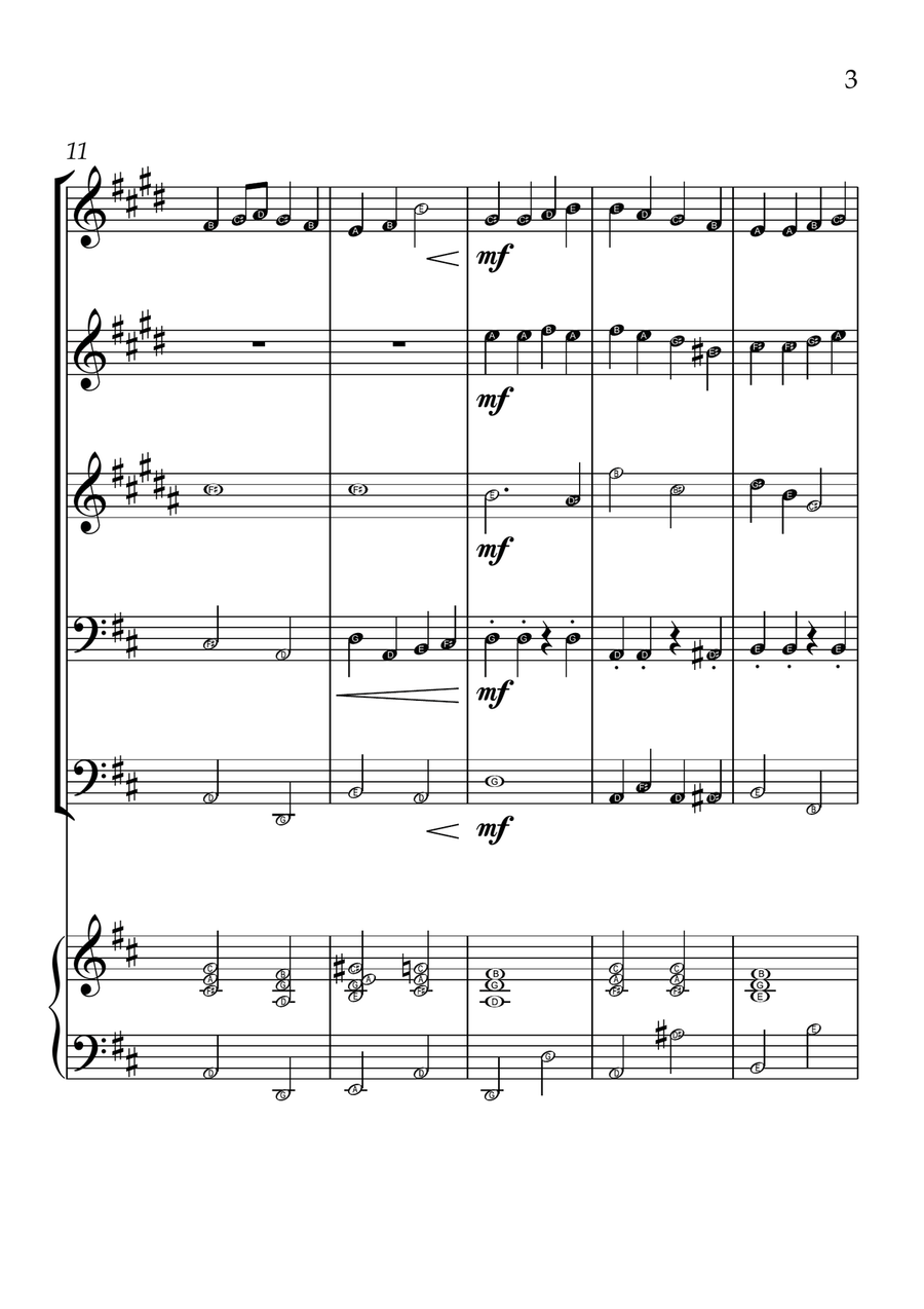 Ode To Joy - Brass Quintet and Piano in D Major - Beginner Level Letter Names Brass Quintet scores gallery preview page 3